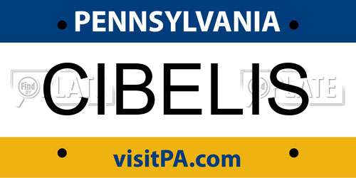 CIBELIS Pennsylvania License Plate