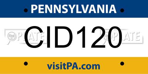 CID120 Pennsylvania License Plate