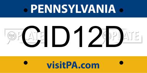 CID12D Pennsylvania License Plate