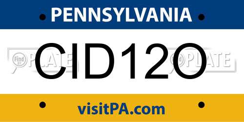 CID12O Pennsylvania License Plate