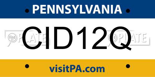 CID12Q Pennsylvania License Plate