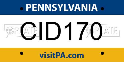 CID170 Pennsylvania License Plate