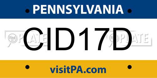 CID17D Pennsylvania License Plate