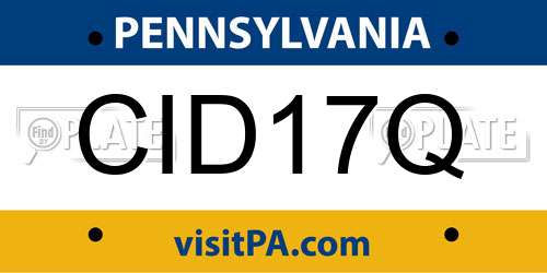 CID17Q Pennsylvania License Plate