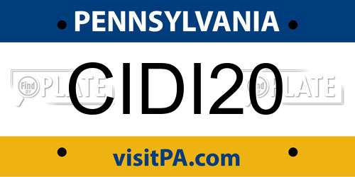 CIDI20 Pennsylvania License Plate