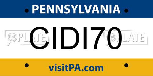 CIDI70 Pennsylvania License Plate