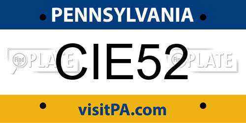 CIE52 Pennsylvania License Plate