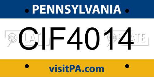 CIF4014 Pennsylvania License Plate