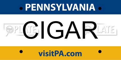 CIGAR Pennsylvania License Plate