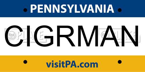 CIGRMAN Pennsylvania License Plate
