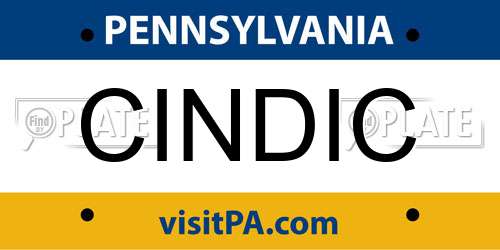 CINDIC Pennsylvania License Plate