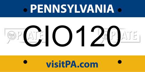 CIO120 Pennsylvania License Plate