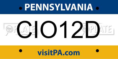 CIO12D Pennsylvania License Plate