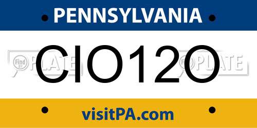 CIO12O Pennsylvania License Plate