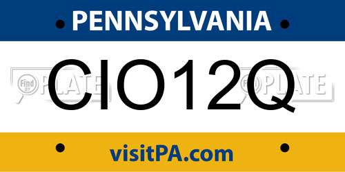 CIO12Q Pennsylvania License Plate