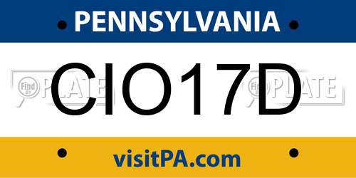 CIO17D Pennsylvania License Plate