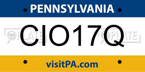 CIO17Q Pennsylvania License Plate