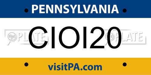 CIOI20 Pennsylvania License Plate