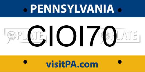 CIOI70 Pennsylvania License Plate
