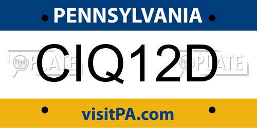 CIQ12D Pennsylvania License Plate
