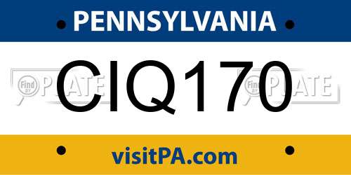 CIQ170 Pennsylvania License Plate