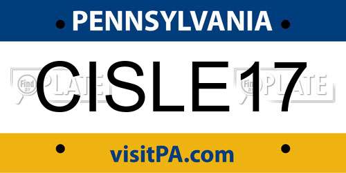 CISLE17 Pennsylvania License Plate