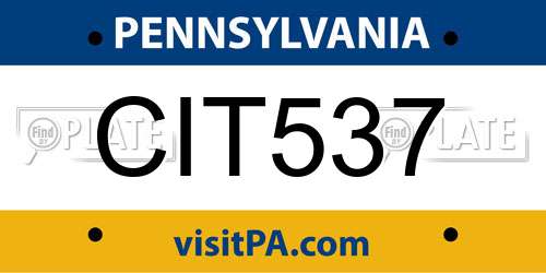 CIT537 Pennsylvania License Plate
