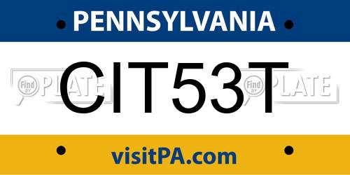 CIT53T Pennsylvania License Plate
