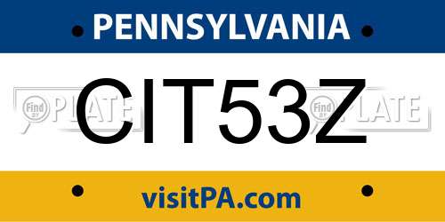 CIT53Z Pennsylvania License Plate
