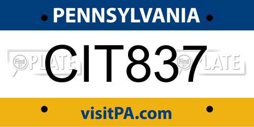 CIT837 Pennsylvania License Plate