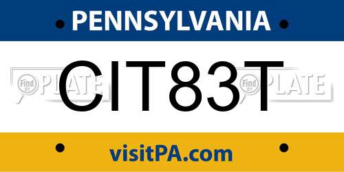 CIT83T Pennsylvania License Plate