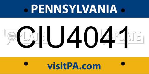 CIU4041 Pennsylvania License Plate