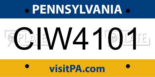 CIW4101 Pennsylvania License Plate