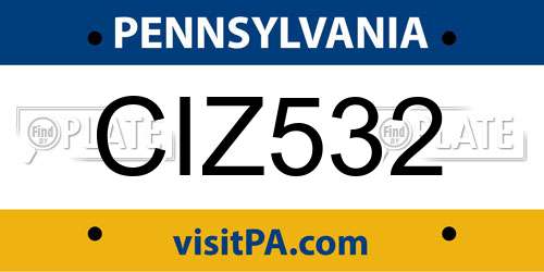 CIZ532 Pennsylvania License Plate
