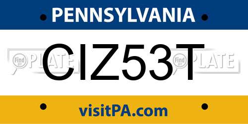 CIZ53T Pennsylvania License Plate
