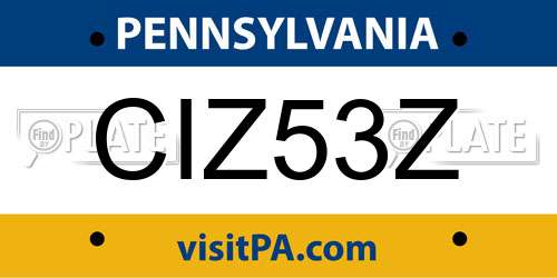CIZ53Z Pennsylvania License Plate