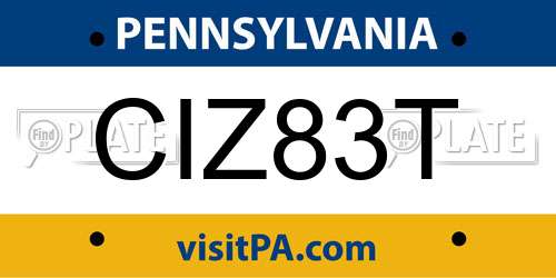CIZ83T Pennsylvania License Plate