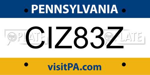CIZ83Z Pennsylvania License Plate