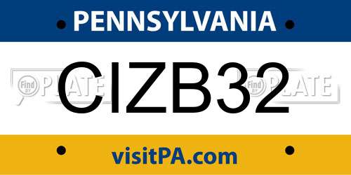 CIZB32 Pennsylvania License Plate