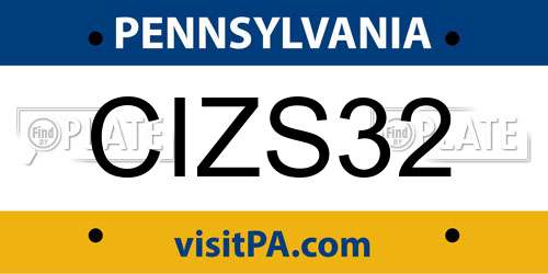 CIZS32 Pennsylvania License Plate