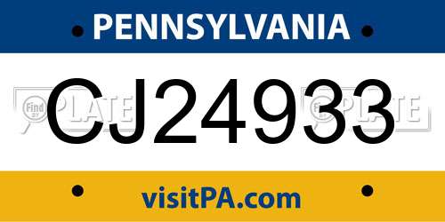 CJ24933 Pennsylvania License Plate