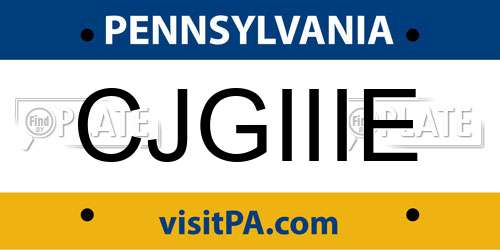 CJGIIIE Pennsylvania License Plate