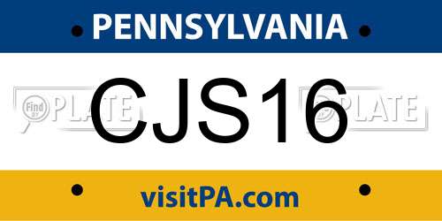 CJS16 Pennsylvania License Plate