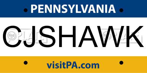 CJSHAWK Pennsylvania License Plate