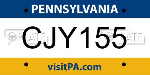 CJY155 Pennsylvania License Plate