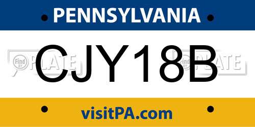 CJY18B Pennsylvania License Plate