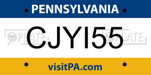 CJYI55 Pennsylvania License Plate