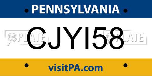 CJYI58 Pennsylvania License Plate