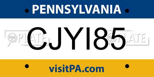 CJYI85 Pennsylvania License Plate