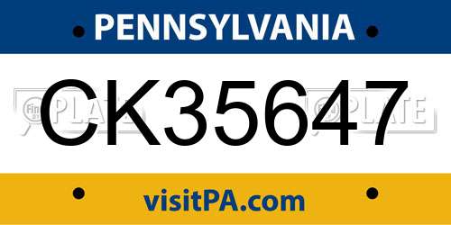CK35647 Pennsylvania License Plate